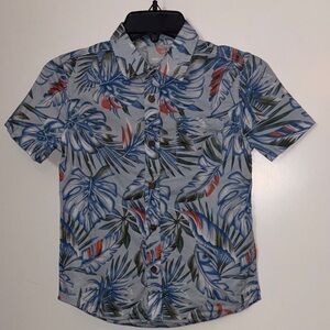 Sonoma Kids Blue and Green Leaf Print Button-Down Shirt